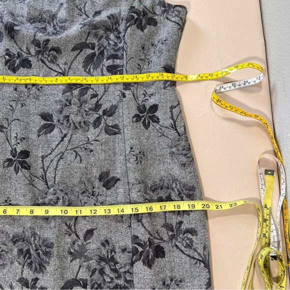 Talbots Wool Blend Grey Floral Roses Cowl Neck Sheath Dress Size 12 Classic NWT - Picture 3 of 15